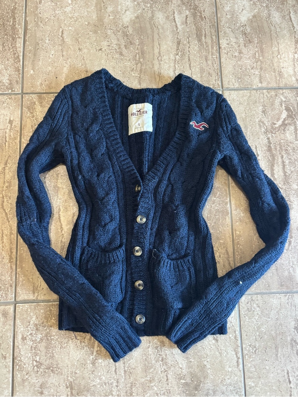 Vintage Hollister button up navy cardigan